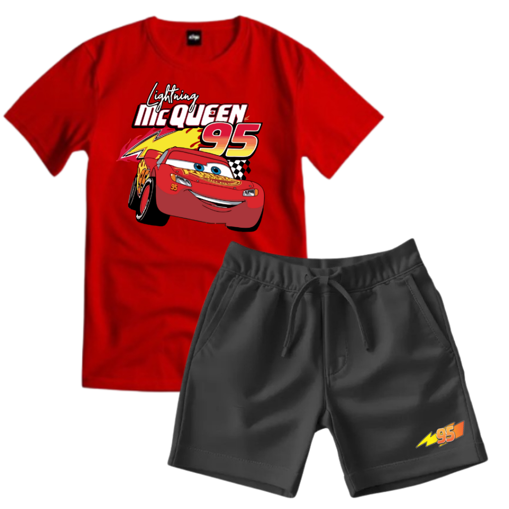 Kit Camiseta / Short Infantil Juvenil Relâmpago McQueen  Kit Especial