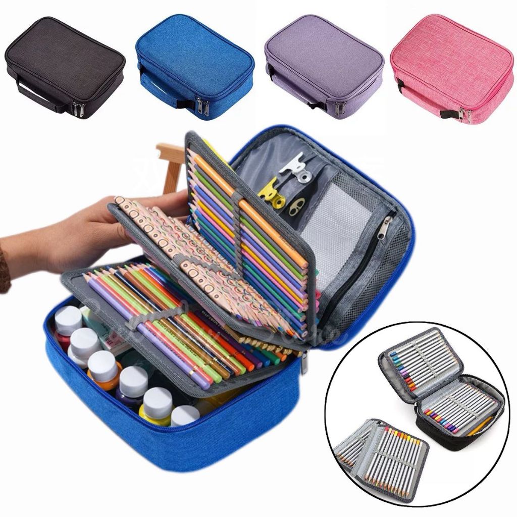 Estojo 72 Pens Escolar Box Nylon Com Alça Feminino/Masculino Organizador Com Divisórias Zíper Infantil/adulto
