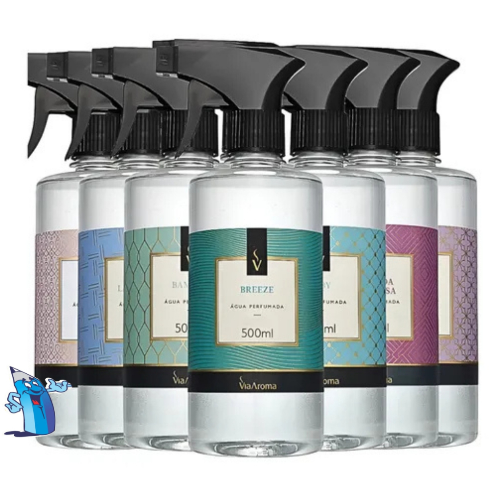 ÁGUA PERFUMADA 500ML VIA AROMA SPRAY PARA TECIDO CHEIRINHO PARA CASA PERFUMADA