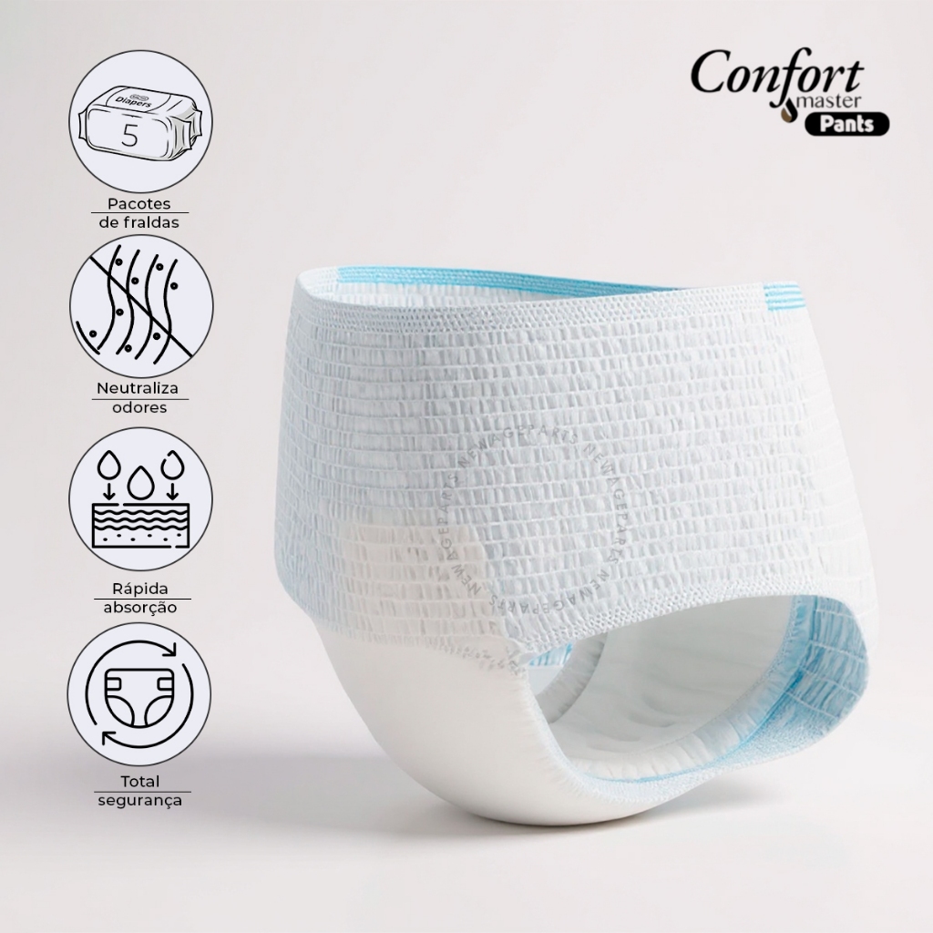 Fralda Geriátrica Unissex Calcinha/Cueca Descartável Confort Master Pants 32/64/96 Unidades