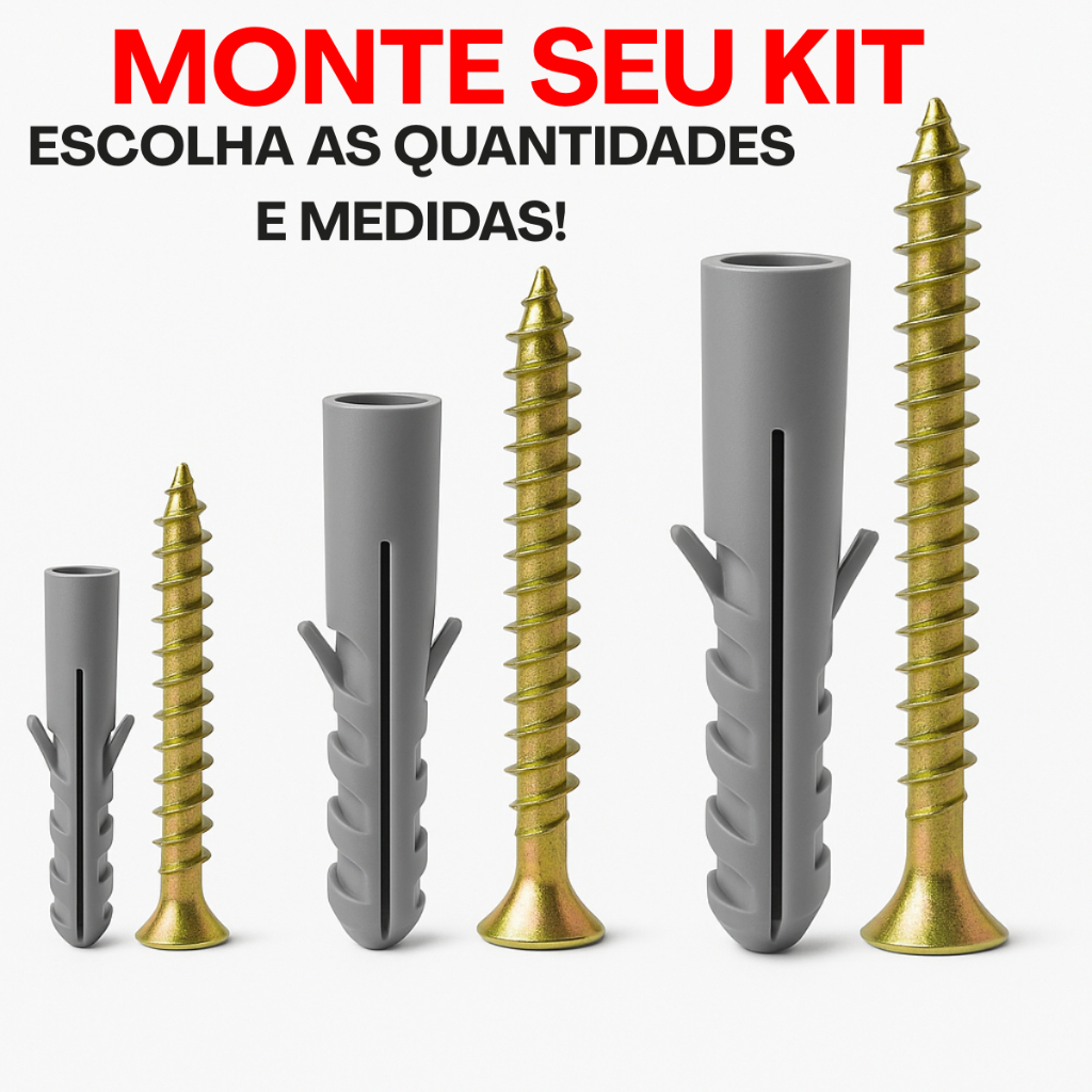 Monte Seu Kit De Parafuso e Bucha de Fixação Parafusos Philips Chipboard