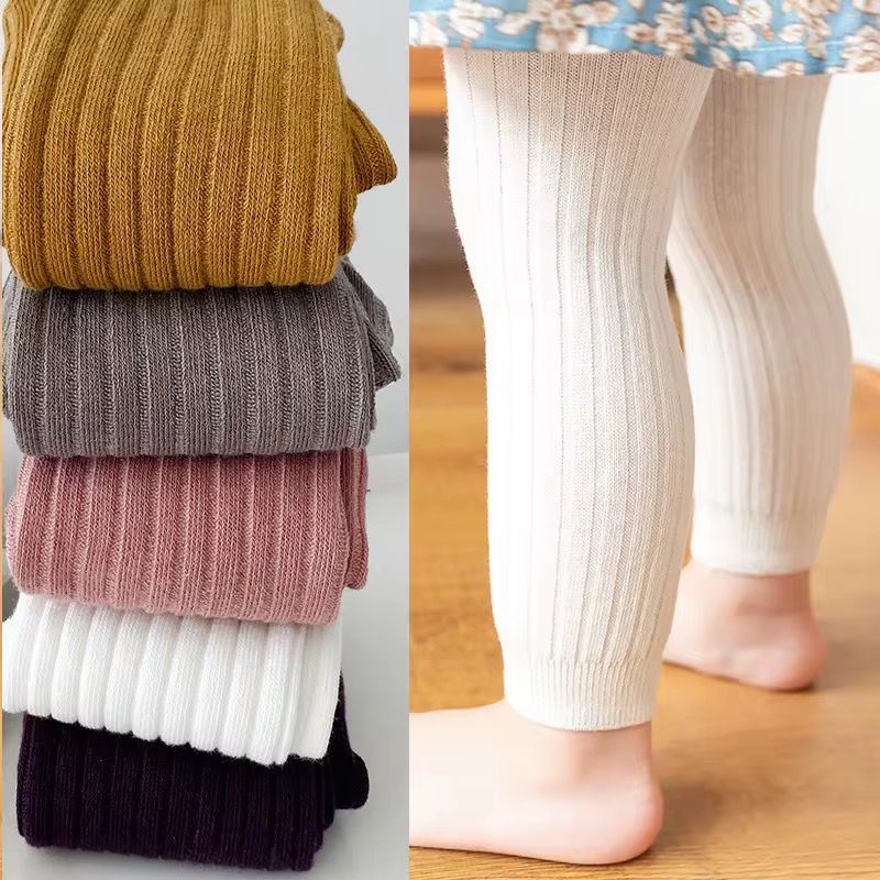 Leggings Casual De Cor Sólida Meia-Calça De Malha Canelada unissex