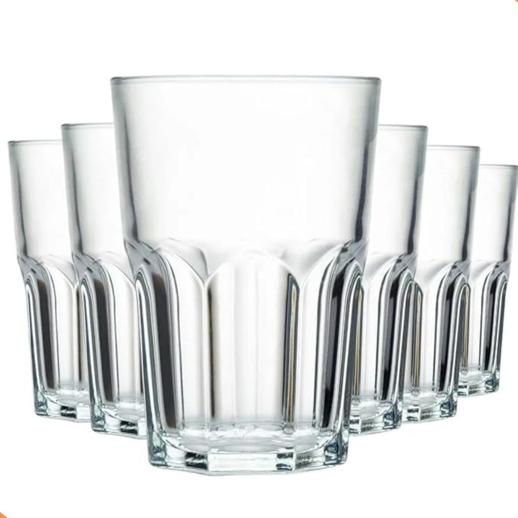 Jogo com 6 Copos de Vidro 350ml – Ideais para Chopp, Whisky, Água, Drinks, Sucos Design Elegante