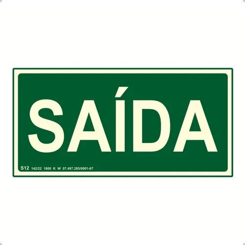 Placa de SAIDA - fotoluminescente 10x20 - S12