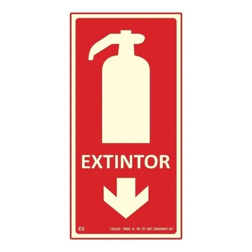 Placa de EXTINTOR 10x20 E5 fotoluminescente SEGURANÇA CONTRA INCENDIO
