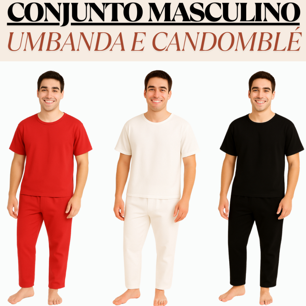 Roupa Umbanda e Candomblé Conjunto Masculino Umbanda e Candomblé Oxford 2 PÇ Roupa Premium