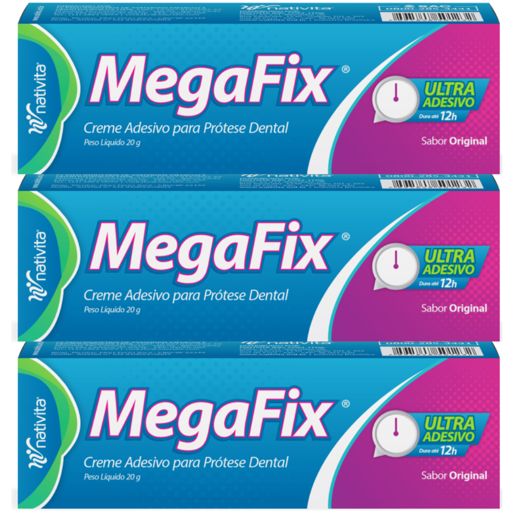 Kit Com 3 Megafix Creme Adesivo 20g