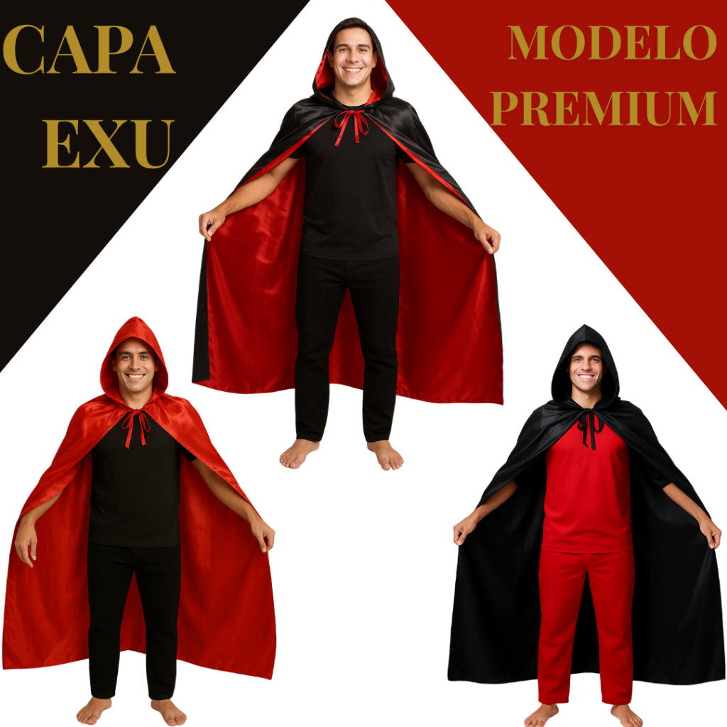 Capa de Exu Umbanda e Candomblé Com Capuz Modelo Premium