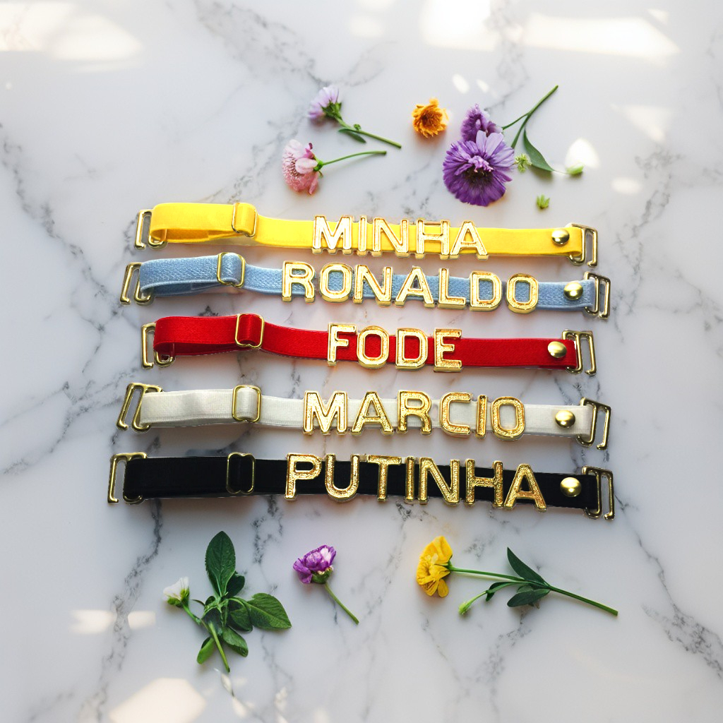 Tira personalizada com nome ou frase p/ encaixar na CALCINHA