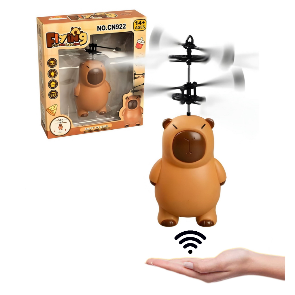 Capivara Voadora com Sensor de Mão - Brinquedo Drone Capivara Mágica Fofo