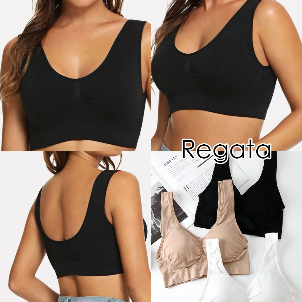Kit 3 Top Sutiã topi Regata Importado Com Bojo Removível