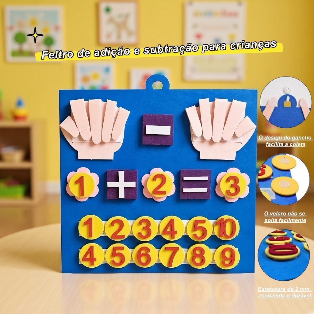 Brinquedos matemáticos 30x30cm acessórios infantis feltro números de dedos placa de feltro conjunto de histórias para