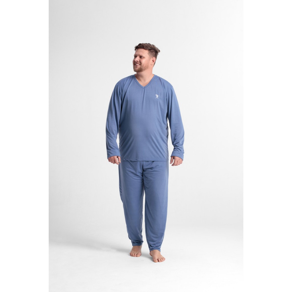 Pijama Masculino Extra Grande Longo Camisa E Calça Plus Sise