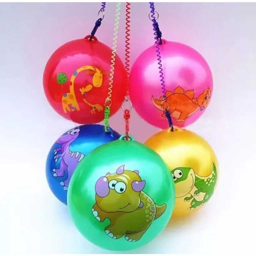 Kit 3 Bolas de Vinil Borracha Poing Poing com Cordao Mola Bolas Infantil.