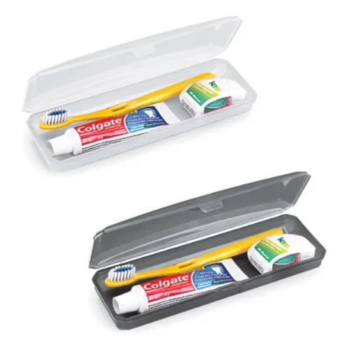 Estojo Porta Escova Dentes Talheres Multiuso Transparente/Cinza Nitron