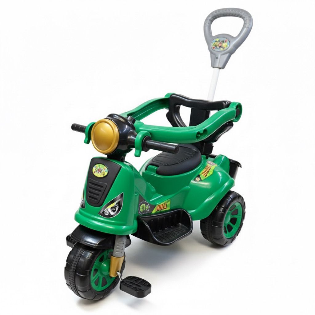 Triciclo Infantil Avespa Carrinho de Passeio com Buzina e Haste Triciclo 2 em 1 Pedal e Apoio Maral