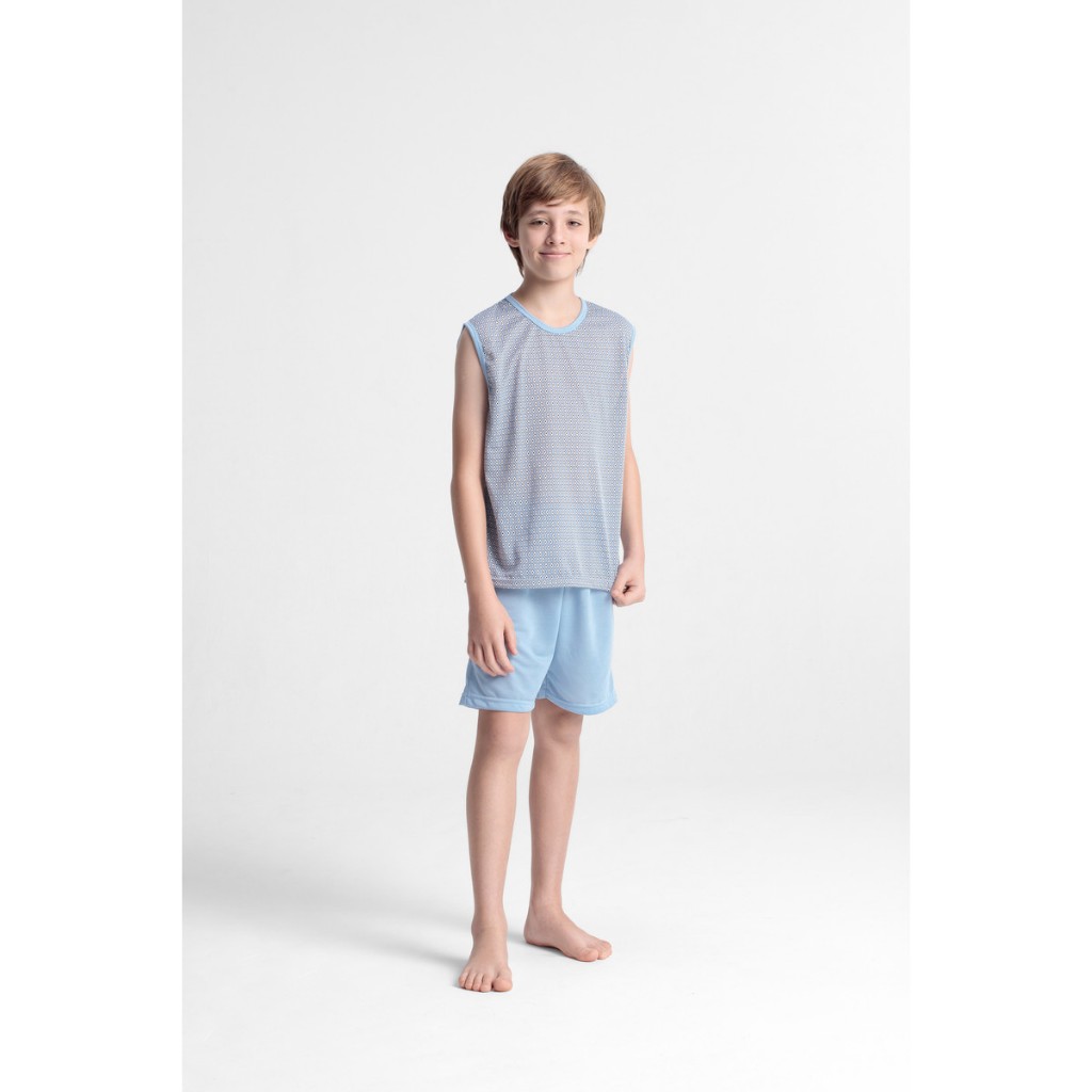 Pijama Juvenil Masculino Curto Estampados Regata E Shorts