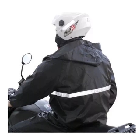 Capa Chuva Jaqueta Impermeável C/ Capuz Calça Faixa Refletiva Motoqueiros Ciclistas Pronta Entrega