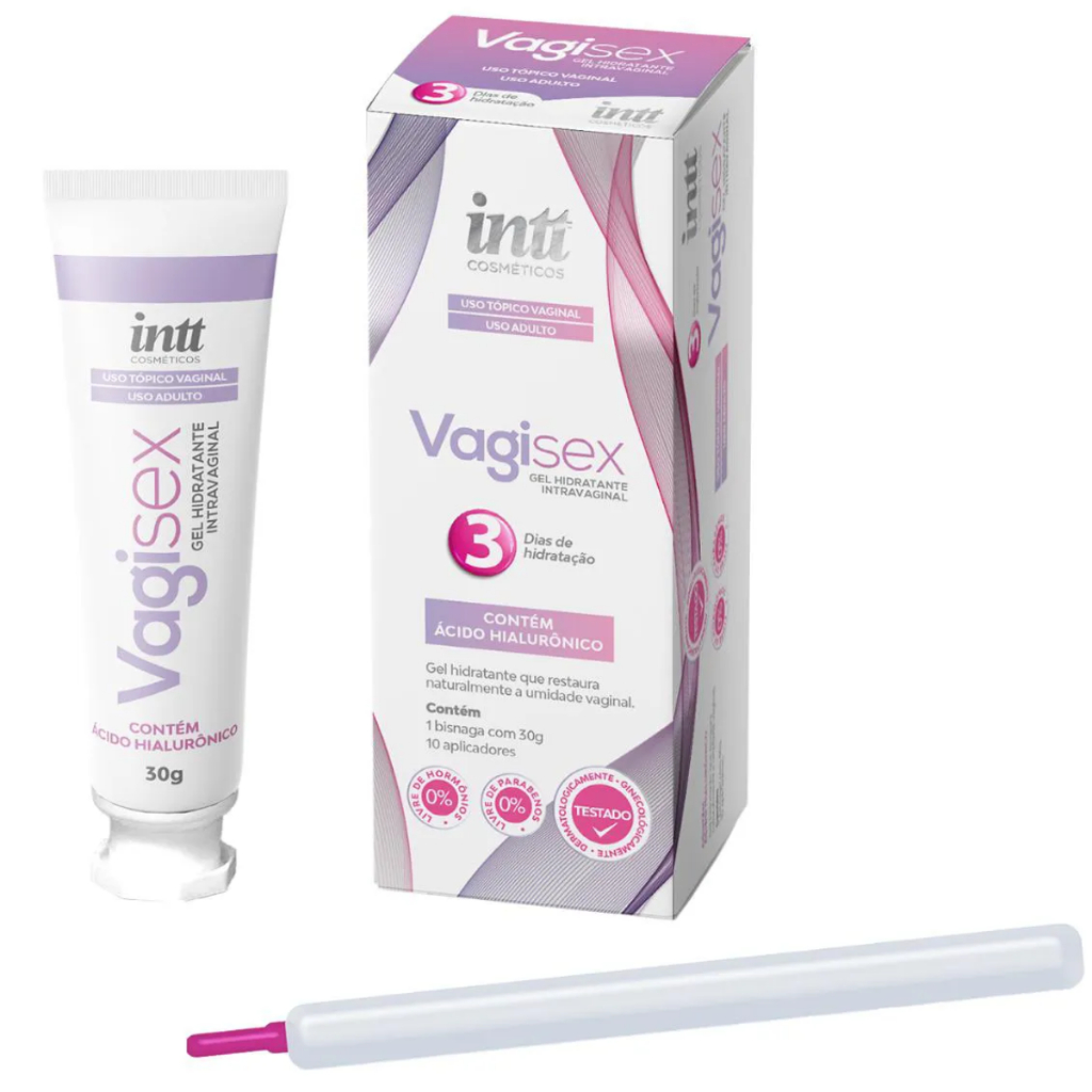 Gel Hidratante Intravaginal Vagisex Com Acido Hialurônico 10 Aplicadores Hidratação Original Intt