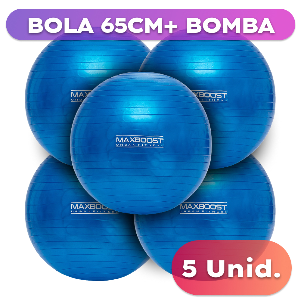 Kit 05 Bolas  Ginastica Pilates Yoga Suíça 65cm Bomba De Encher Maxboost Até 200kg