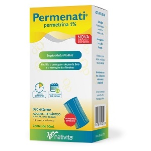 LOÇÃO PARA PIOLHOS E LENDEAS PERMENATI 1% (PERMETRINA) 60ML + PENTE FINO