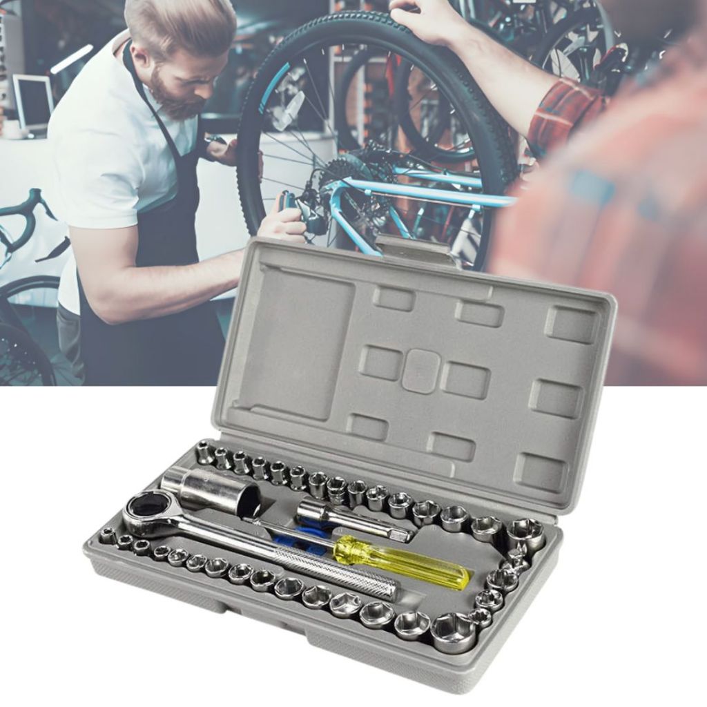 Jogo de Soquetes Chave Catraca 40/46Peças-Completo com Maleta Chaves Reversíveis para Mecânicos DIY
