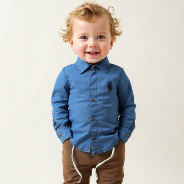 camisa manga longa jeans infantil menino tam 01 a 16 anos