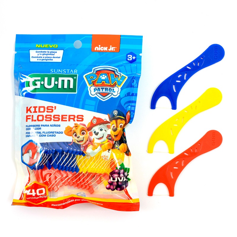 Fio Dental Flosser Infantil GUM Patrulha Canina 40 Unidades Sabor Uva