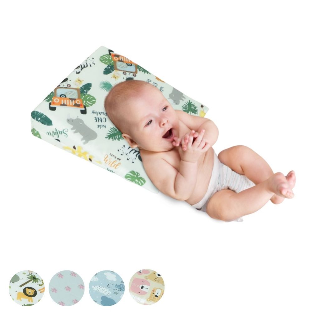 Travesseiro Bebê Anti Refluxo Para Carrinho Moises Antialérgico Menino Menina (Capa + Enchimento)