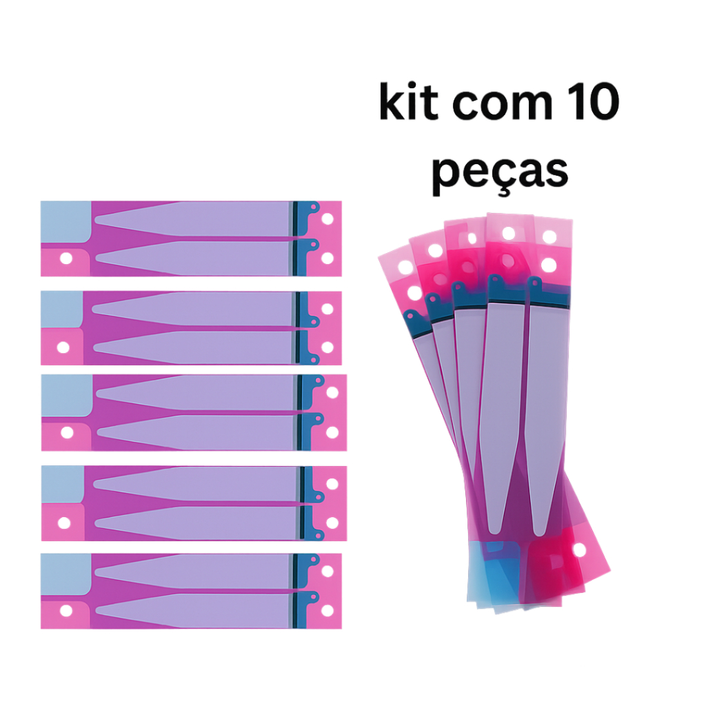 Kit com 10 adesivo fixação cola bateria iPhone, adesivo cola.