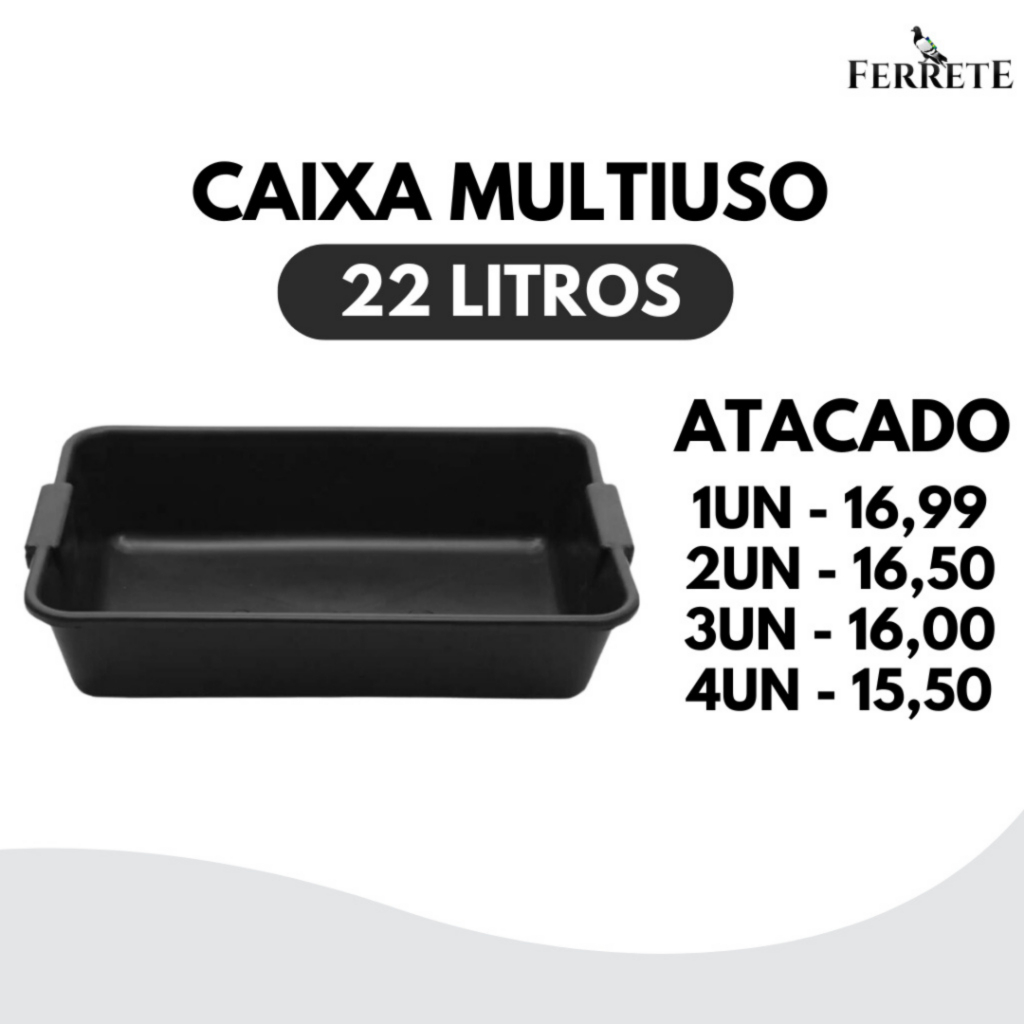 Caixa Plástica 22lts Multiuso Pedreiro Obra Construção Para Mexer Massa Cimento e Tintas