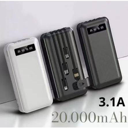 Carregador Power Bank Portátil 20000mah Universal Saida 4 Cabos_ANG