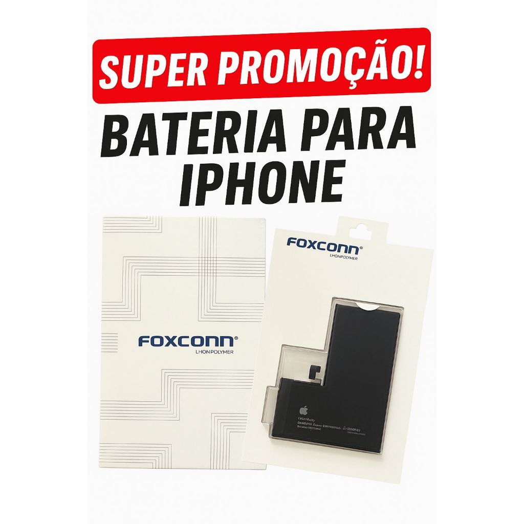 Bateria Compatível iPhone 15Pro Max, 15Pro, 14, 14 pro,13,13pro, 12, 11, XR Super Promoção!