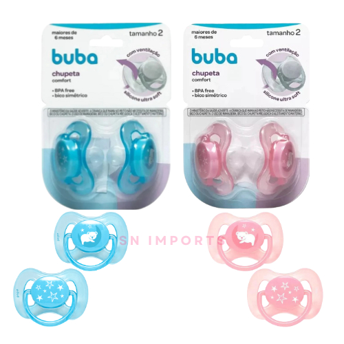 Kit 2 Chupetas Silicone Confort Ultra Soft - Tamanho 2 Buba