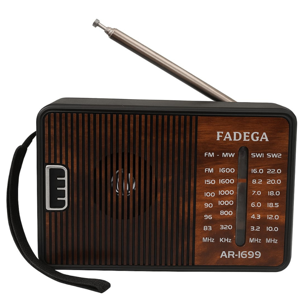 Rádio Retrô Portátil a Pilha Vintage Fm Am Sw1 Sw2 3VDC Caixa de Som AR-1699