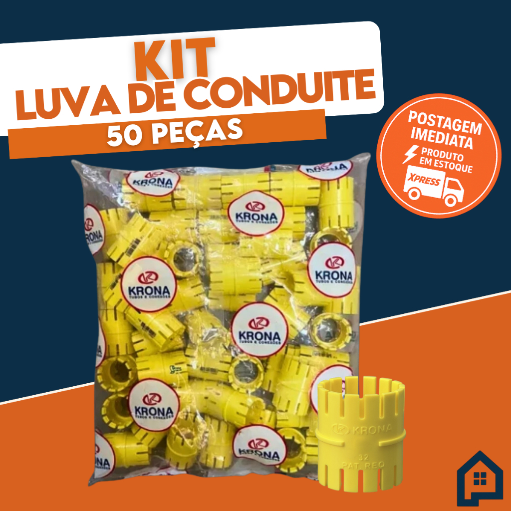 Luva P/conduite Pvc Krona Amarela 3/4 Kit C/50
