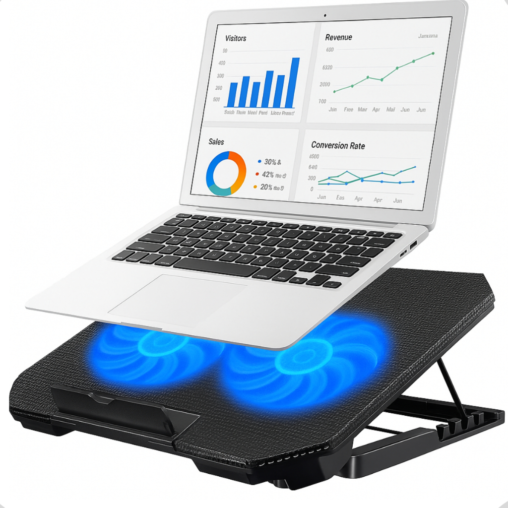 Suporte Para Notebook Com 2 Coolers Fans Ventoinhas Potentes Base Refrigerada Laptop