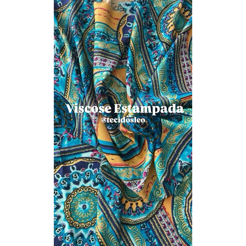 Tecido Viscose Estampada | Estampa Indiana | 100% Viscose | Largura:1,50
