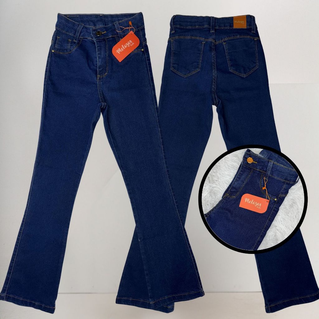 CALÇA FLARE Jeans Infantil Juvenil Meninas 4 a 12  Boca de sino elastano confortável BOIADEIRA