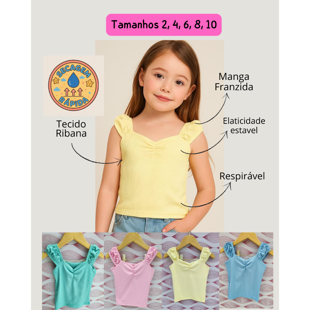 Blusa Regata Kids em Ribana – Roupa Infantil Feminina Estilos