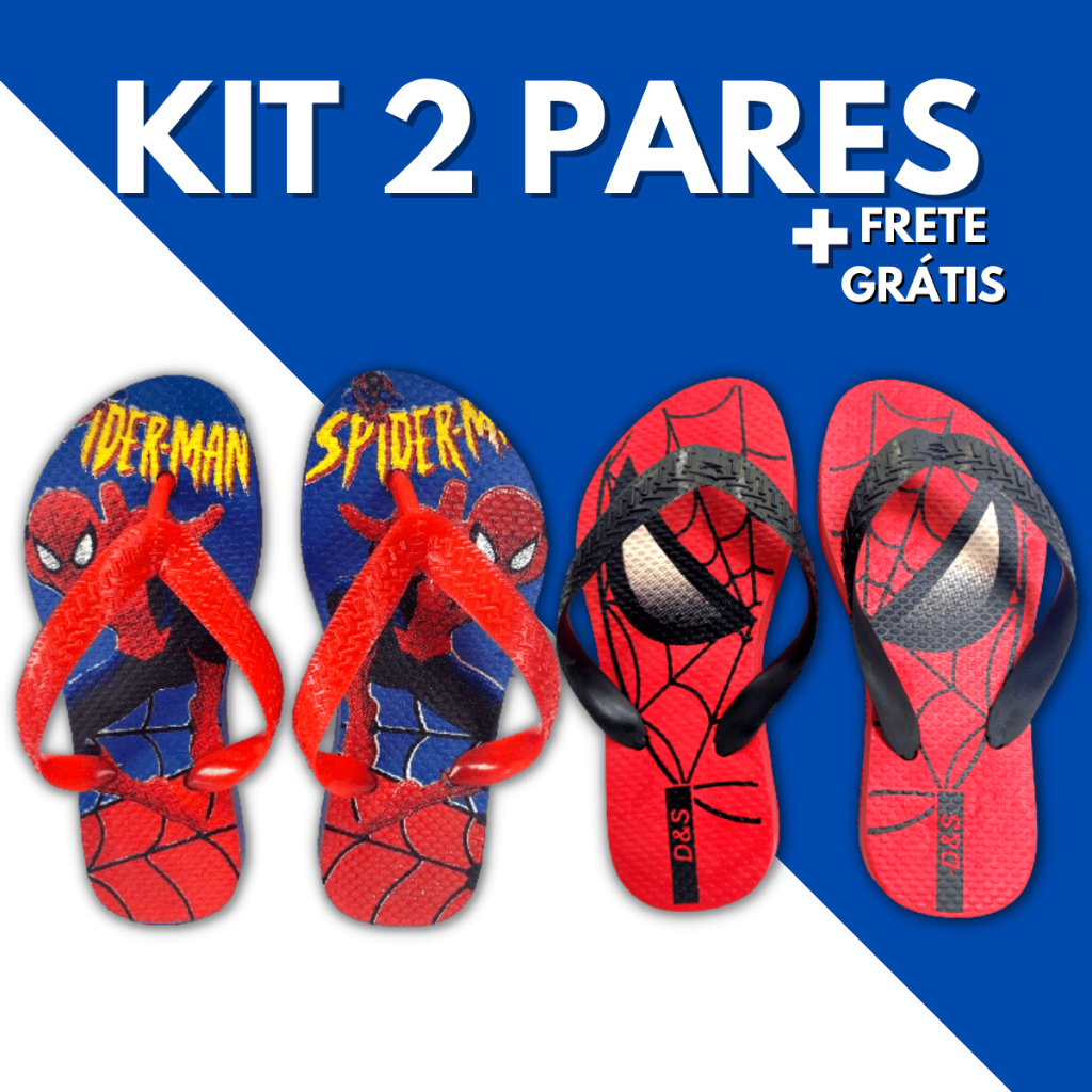 Kit 2 Pares Chinelo Sandalia Masculino Infantil Calçado Menino Antiderrapante Confortável Macio Estampas Super Heróis