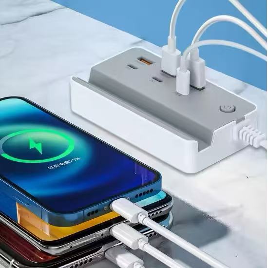 Extensor Carregador Turbo 35W – 3USB+3TIPO-C, Carregamento Rápido para Celular e Dispositivos