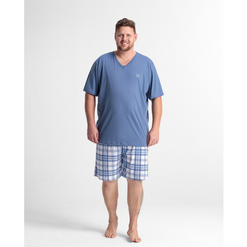 Pijama Masculino Camiseta E Shorts 100% Algodão Plus Size