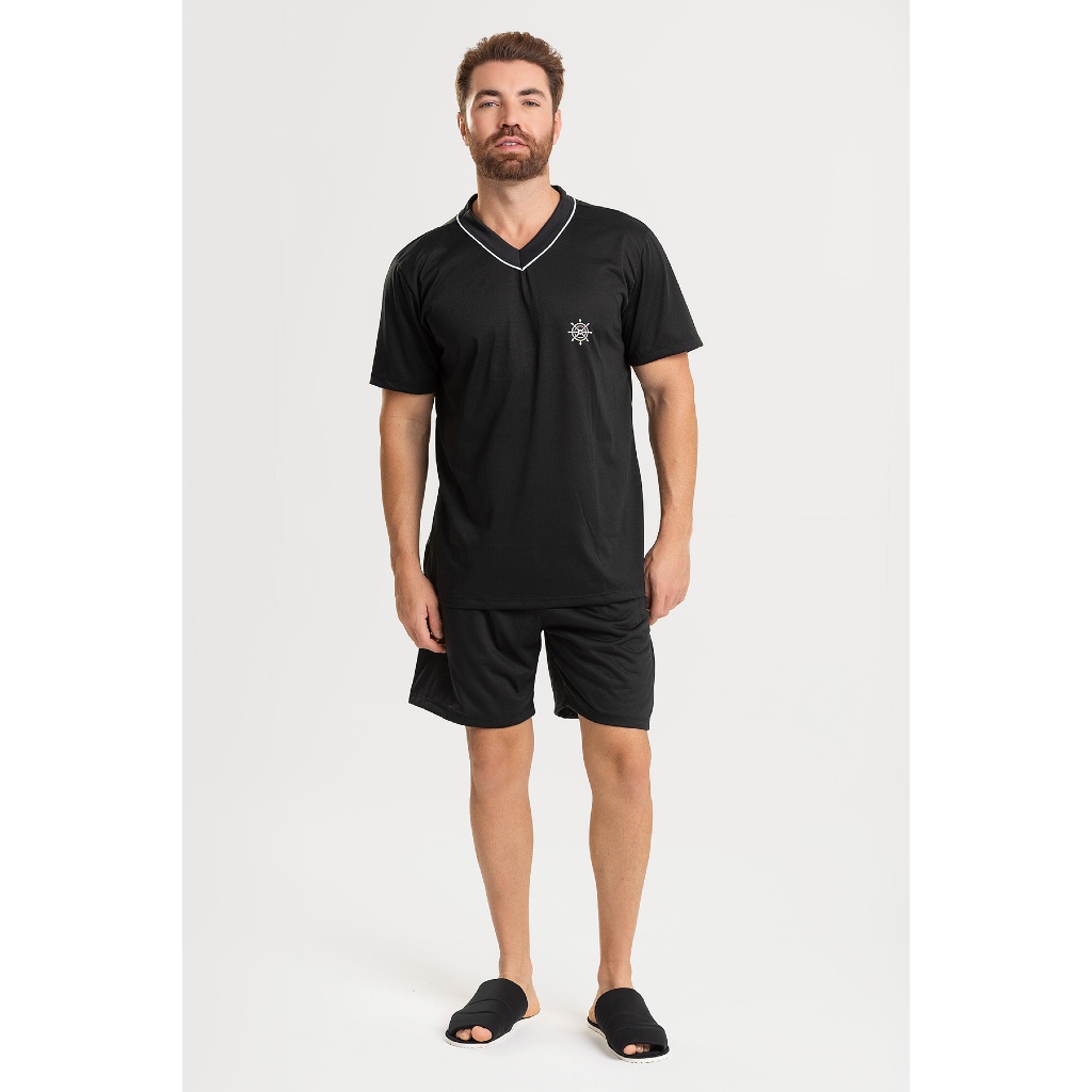 Pijama Masculino Curto de Verão – Conjunto em Malha Premium Leve e Confortável
