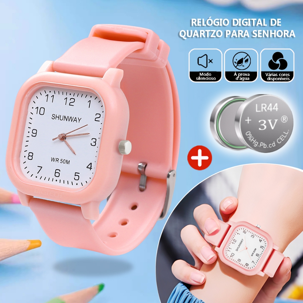 Relógio De Quartzo Estudantis a Prova D água Para Exames Relógios Casua Quadrado