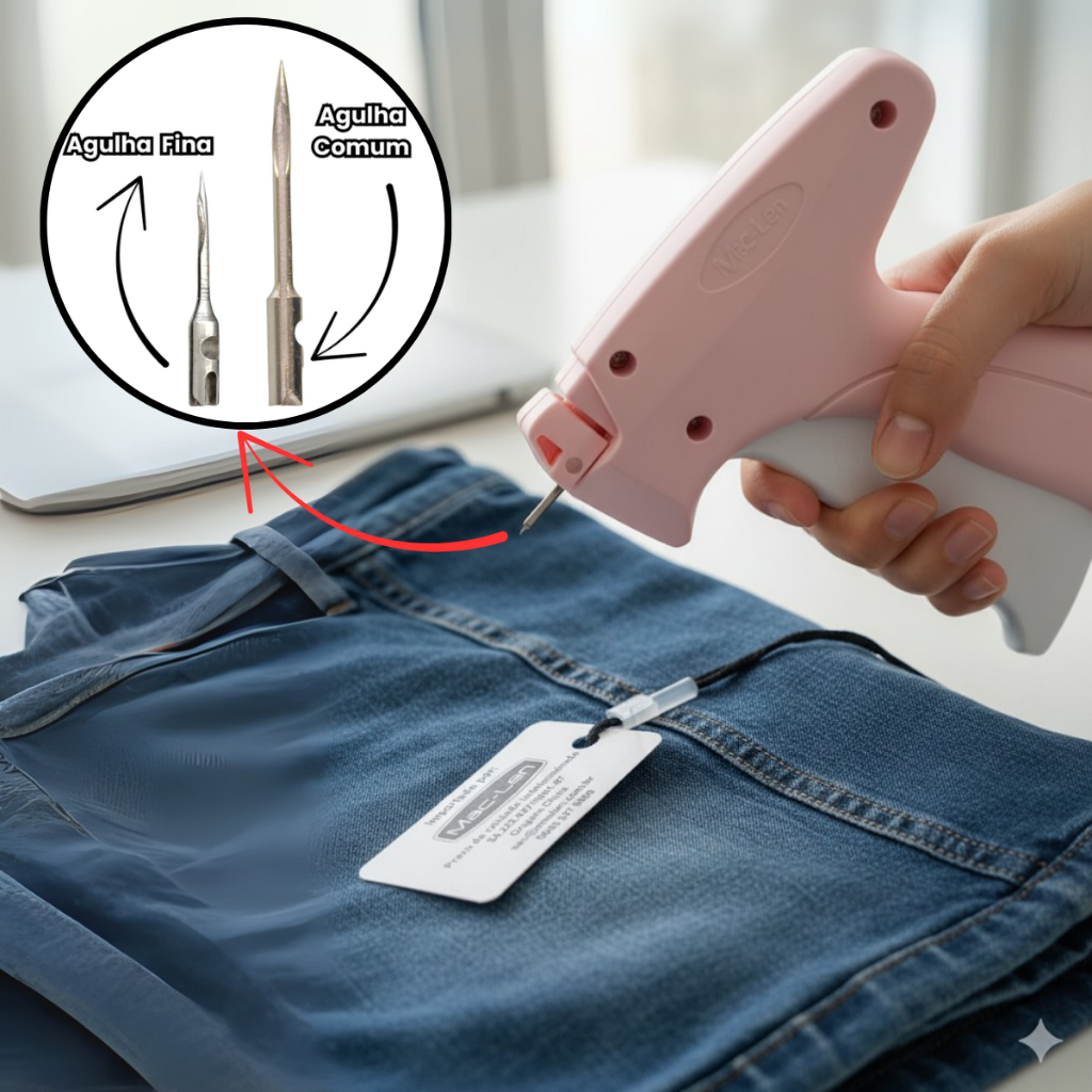 Aplicador Pistola Tag Fix Pin Agulha Roupa Delicada Tecido Etiquetadora Profissional