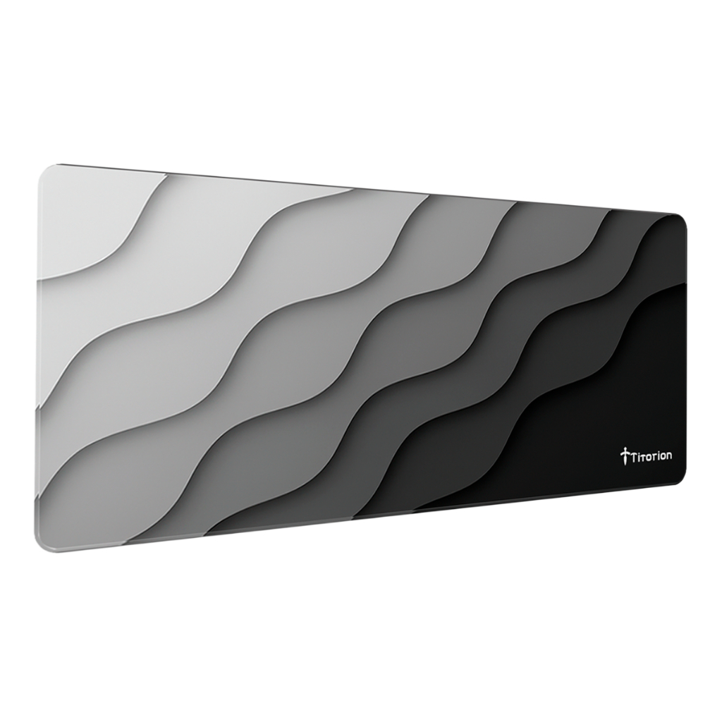 Mouse Pad Gamer Extra Grande 90x40 Deskpad Ergonômico Speed Preto Cinza Onda Degradê  Titorion