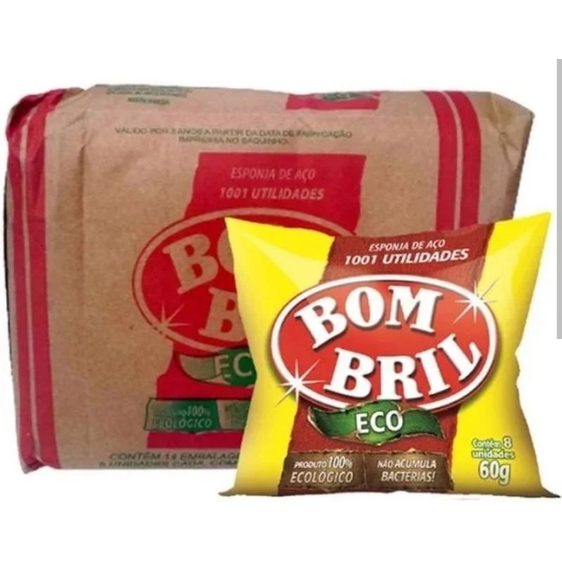 Bombril Eco Esponja de Aço 1001 Utilidades  Fardo com 14 pacotes | Produto 100% Ecológico, Higiênico e Durável
