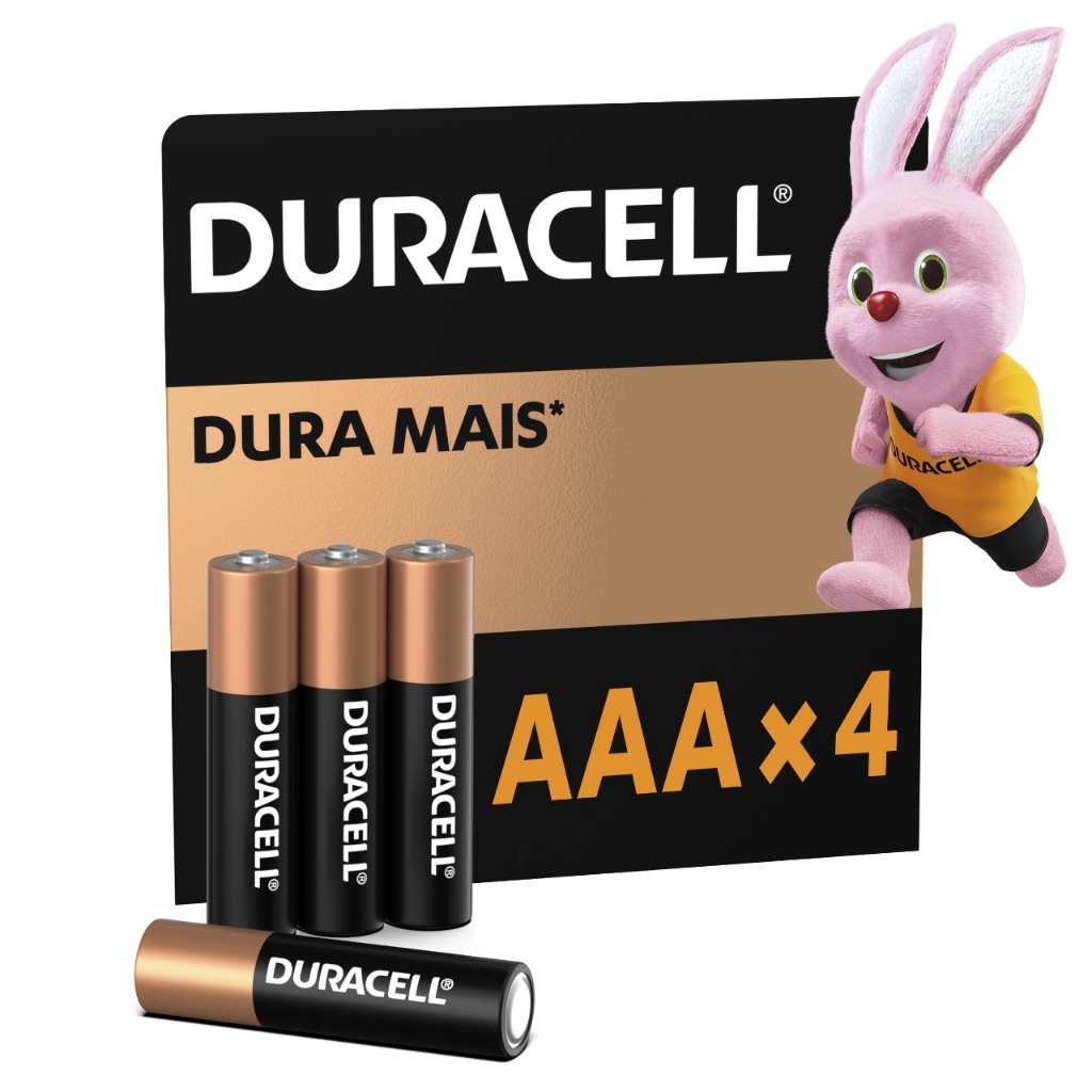 Pilha Alcalina Duracell Palito AAA com 4 unidades