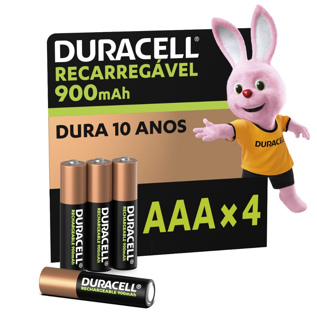 Pilha Recarregável AAA Palito Duracell Com 4 Unidades